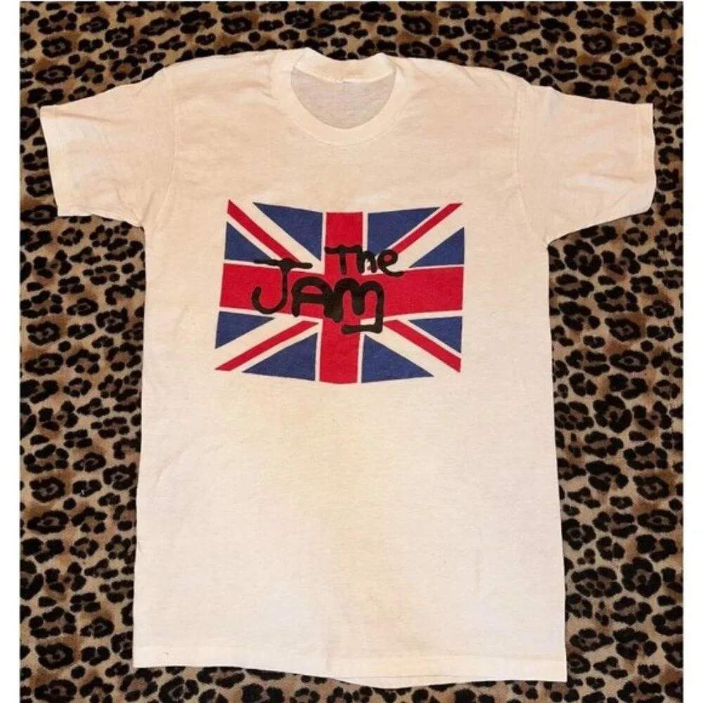 VINTAGE 1970s/1980s THE JAM SPRAY PAINT LOGO UNION JACK T-SHIRT~ SINGLE STITCH - Picture 1 of 7